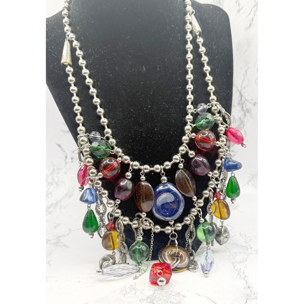 Aris by Treska Multicolor Chunky Beaded Necklace Layered Statement